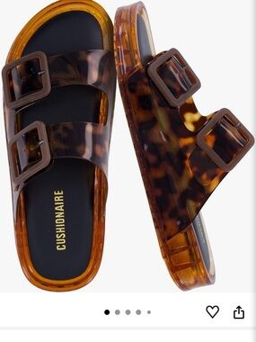CUSHIONAIRE Tortoiseshell Double-Buckle Slide Sandals - Brown